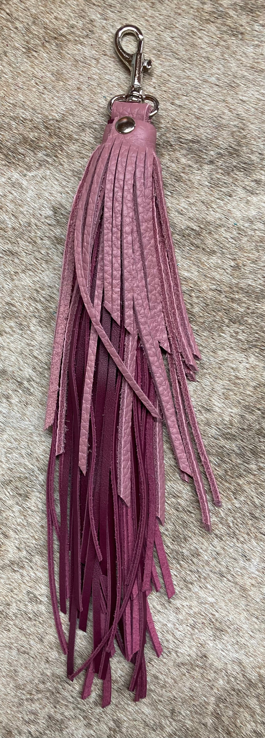 Purse Tassel - Pink and Burgundy Leather