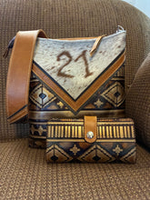 Load image into Gallery viewer, Unique Crossbody with Hair-on-hide with 21 Brand and Aztec Embossed Print
