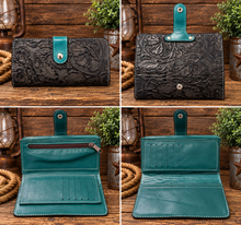 Load image into Gallery viewer, Unique Barbed Wire Lace on Longhorn Embossed Leather Crossbody Purse
