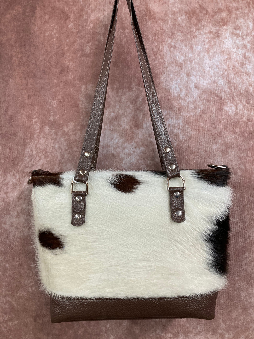 Mini Tote - Brown and White Hair-on-Hide