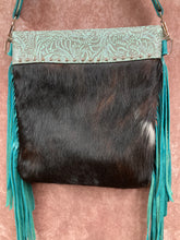 Load image into Gallery viewer, Conceal Carry - Black Hair-on-Hide with Turquoise Floral Embossed Leather
