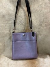 Load image into Gallery viewer, Mini Crossbody -Purple, Brass and Black Embossed Leather Crossbody
