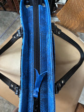 Load image into Gallery viewer, Mini Tote - Blue Splash of Color Hair on Hide with black accent
