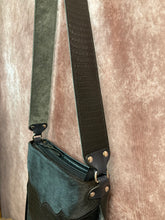 Load image into Gallery viewer, Designer Black Embossed Alligator and Black Hair-on-Hide Crossbody
