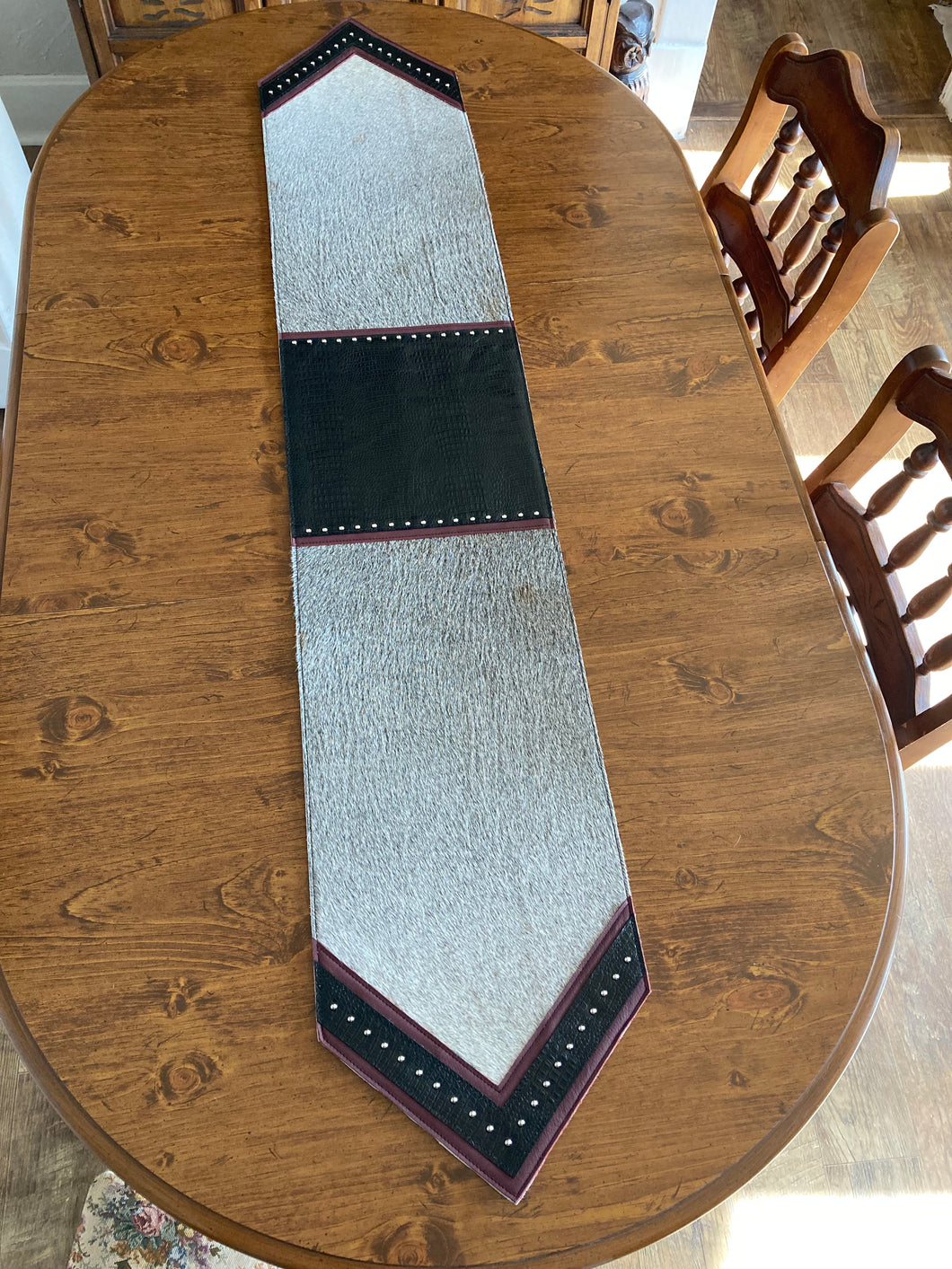 Table Runner - Salt and Pepper Hair-on-Hide