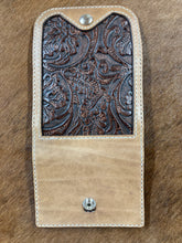 Load image into Gallery viewer, Brown Embossed Floral and Tan Leather Wallet
