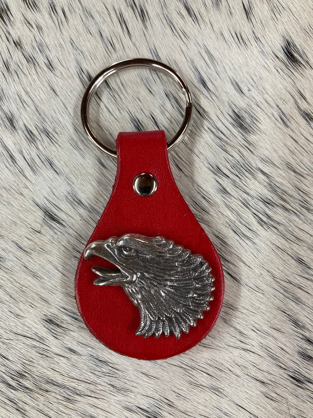Key Fob - Red Leather Eagle Concho