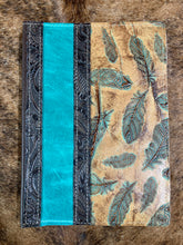 Load image into Gallery viewer, 5&quot; x 7&quot; Feather Embossed Leather Notebook
