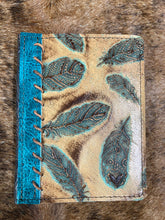 Load image into Gallery viewer, 3&quot; x 5&quot; Feather Embossed Leather Notebook
