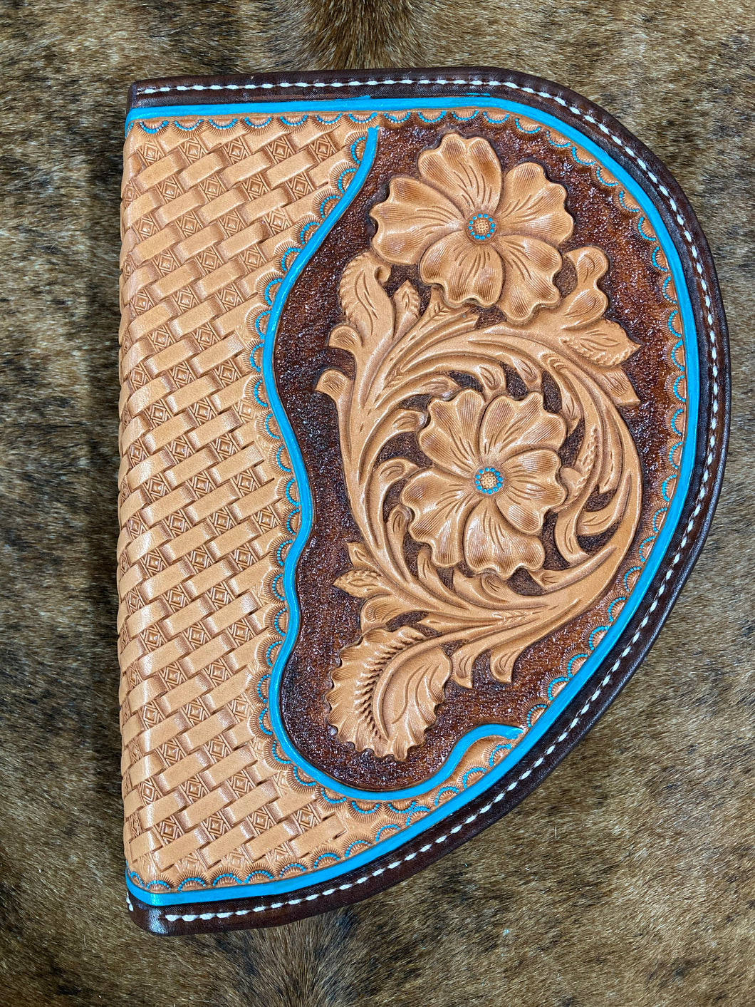 Small Western Floral Hand Tooled Pistol Case