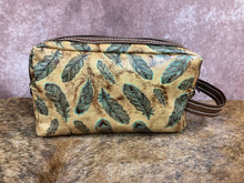 Load image into Gallery viewer, Toiletry/Cosmetic Bag/Shaving Kit - Feather Embossed Leather and Brown Trim
