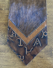 Load image into Gallery viewer, Table Runner 5&#39; 10&quot; x 12&quot; - Brown Brindle hair-on-Hide w/Embossed Brands
