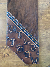 Load image into Gallery viewer, Table Runner 5&#39; 10&quot; x 12&quot; - Brown Brindle Hair-on-Hide w/Brands and Barbed Wire
