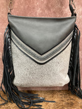 Load image into Gallery viewer, Designer Salt and Pepper Hair-on-Hide Crossbody

