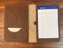 Load image into Gallery viewer, 5&quot; x 7&quot; Tan Hair-on-Hide and Brown Rose Embossed Leather Notebook
