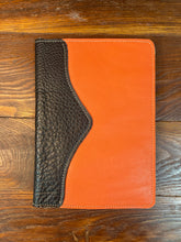 Load image into Gallery viewer, 5&quot; x 7&quot; Orange and Black Leather Notebook
