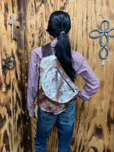 Load image into Gallery viewer, Sling Backpack - Brown Distressed Hair-on-Hide

