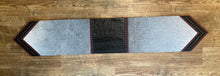 Load image into Gallery viewer, Table Runner 5&quot; x 5&quot; - Salt &amp; Pepper Hair-on-Hide, Black Gator embossed Leather
