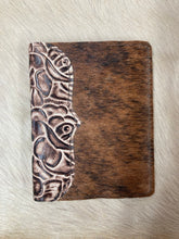 Load image into Gallery viewer, 3" x 5" Brown Hair-on-Hide with Rose Notebook
