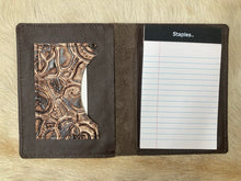 Load image into Gallery viewer, 3" x 5" Brown and Cream Rose Embossed Leather Notebook
