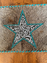 Load image into Gallery viewer, Table Runner - Salt and Pepper Hair-on-Hide with Star
