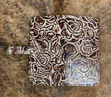Load image into Gallery viewer, Brown and Cream Rose Embossed Leather Wallet
