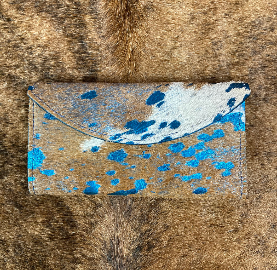 Blue Acid Wash Hair on Hide Wallet