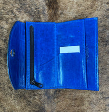 Load image into Gallery viewer, Blue Acid Wash Hair on Hide Wallet
