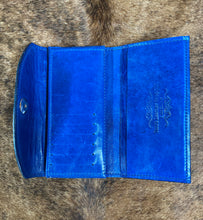 Load image into Gallery viewer, Blue Acid Wash Hair on Hide Wallet
