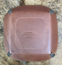 Load image into Gallery viewer, Valet Tray - Bull Rider Inlayed on Brown Leather on White/Tan Hair-on-Hide
