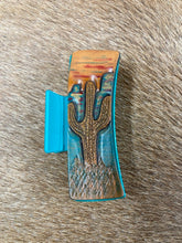 Load image into Gallery viewer, Large Claw Clip - Hand Tooled Leather Sunrise Desert
