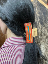 Load image into Gallery viewer, Large Claw Clip - Hand Tooled Leather Aztec Design
