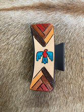 Load image into Gallery viewer, Large Claw Clip - Hand Tooled Leather Thunderbird

