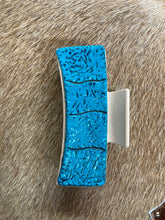 Load image into Gallery viewer, Large Claw Clip - Hand Tooled Leather Turquoise
