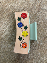 Load image into Gallery viewer, Medium Claw Clip - Hand Tooled Leather Flower Garden
