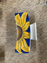 Load image into Gallery viewer, Medium Claw Clip - Hand Tooled Leather Sunflower
