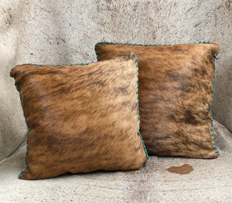 Pillows - Tan and Brown Brindle Hair-on-Hide