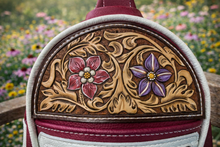 Load image into Gallery viewer, Sling Bag/Crossbody Fuchsia Leather with Floral Tooling
