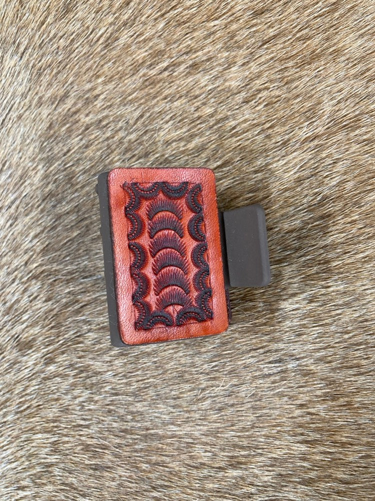 Small Claw Clip - Tooled Brown Leather