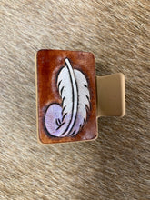 Load image into Gallery viewer, Small Claw Clip - Hand Tooled Leather Feather
