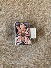 Load image into Gallery viewer, Small Claw Clip - Hand Tooled Leather Western Flower
