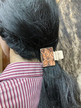 Load image into Gallery viewer, Small Claw Clip - Hand Tooled Leather Western Flower
