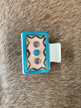 Load image into Gallery viewer, Small Claw Clip - Hand Tooled Leather Turquoise and Crystals
