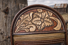 Load image into Gallery viewer, Sling Bag/Crossbody Tan Leather with Floral Tooling

