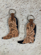 Load image into Gallery viewer, Hand Tooled Leather Western Boot Key Fob
