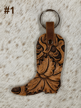 Load image into Gallery viewer, Hand Tooled Leather Western Boot Key Fob
