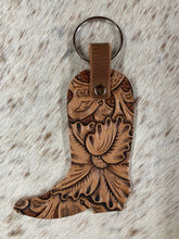 Load image into Gallery viewer, Hand Tooled Leather Western Boot Key Fob
