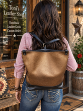 Load image into Gallery viewer, Backpack/Crossbody Bag -  Copper and Black Leather
