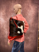 Load image into Gallery viewer, Backpack/Crossbody Bag -  Tri-color Hair-on-Hide and Red Leather
