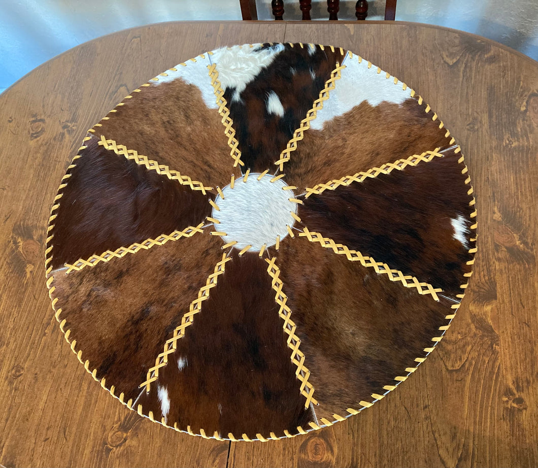 Table Runner/Mat - Round Patchwork Cowhide